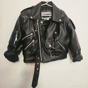 Innocence Toddler Leather Biker 4T Jacket Bomber Black Motorcycle Full Zip